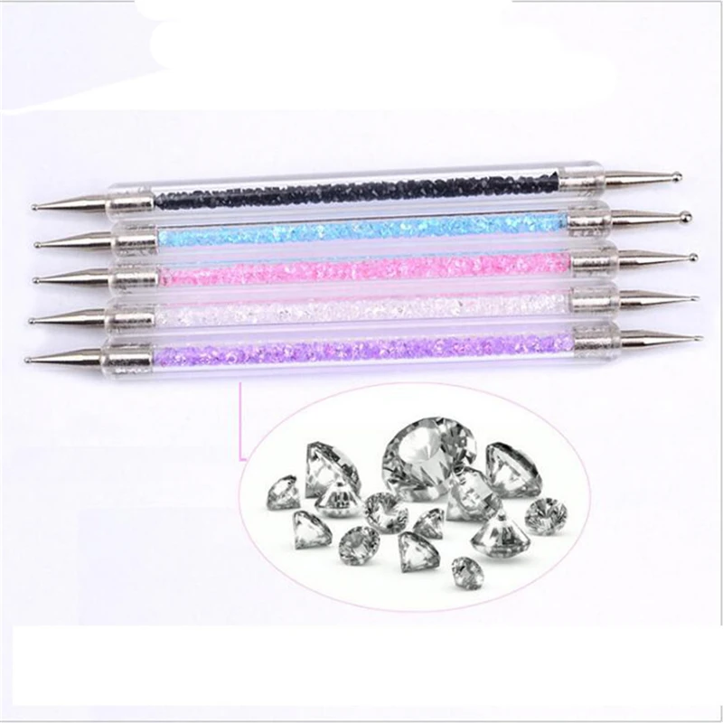 Dual-ended Nail Dotting Pen Crystal Beads Handle Rhinestone Studs Picker Wax Pencil Manicure Nail Art Tool nail art pen nail art picking tools rhinestone picker pen nail art tools rhinestone picking tool