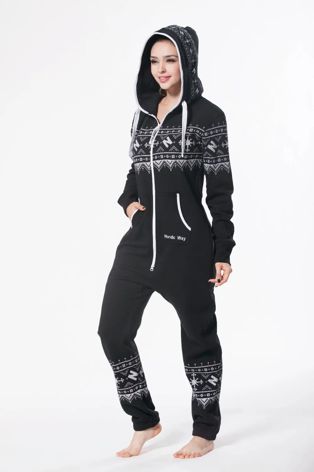 Модные женские Ползунки Nordic путь Onesie One Piece комбинезон все в onezie молнии комбинезон унисекс Playsuit