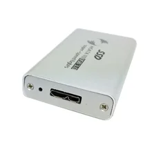 Mini PCIE mSATA SSD solid state hard disk USB 3 external hard disk box silver white