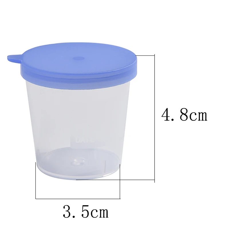 

10 Pcs Urine Container Specimen Cup Sample Bottle 40ML Vol Molded Graduation ML And Oz PP EO Sterile Blue Cap Plastic Cup