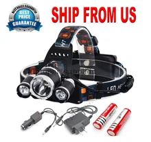 Hunting Camping Hiking USB 8000lm 3x CREE T6 LED Headlamp Lamp Headlight Headlamp Head Torch Rechargeable