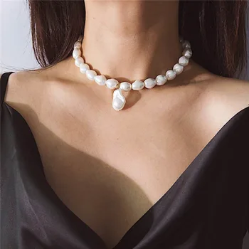 

Fashion Simple Irregular Pearl Necklace For Women New Style Handmade Choker Collares Wedding Party Everyday Jewelry