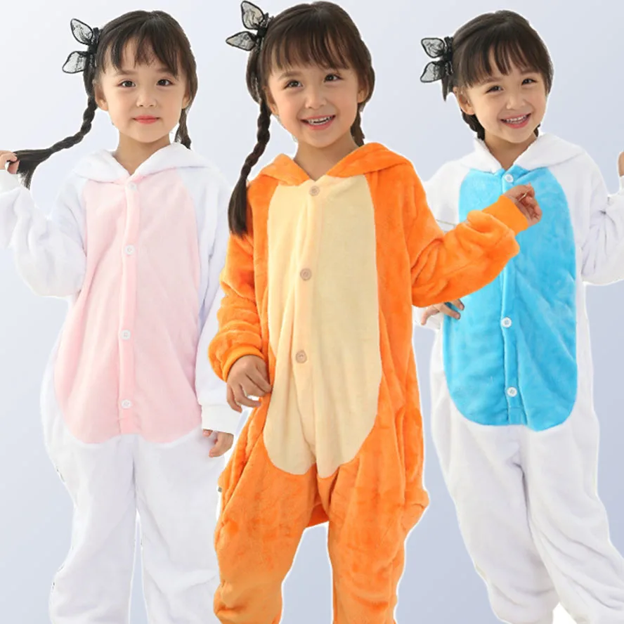 Boy Girl Pajamas Rainbow Panda Children Pajamas Unisex Flannel Stitch Kids pajama Cartoon Animal Cosplay Onesies kigurumi