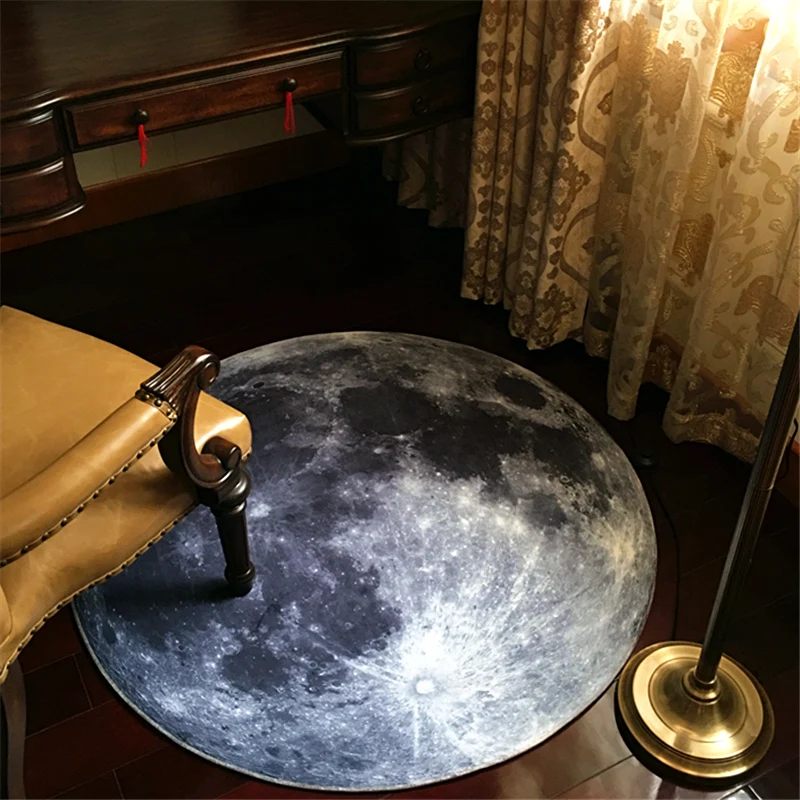 3D Луна круглый коврик 80/100/120/160 см alfombras Dormitorio ковер гостиная deurmatt Dier rugs поворотный сиденья для стульев tapis chambre