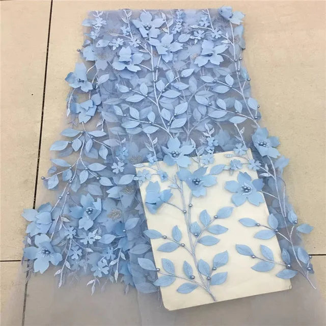 

Fashion Fabric Flowers African Embroidery Lace Fabric French Beaded Lace Fabric High Quality Nigerian Lace For Wedding
