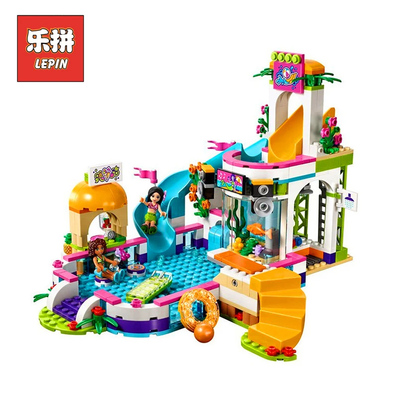 

lepin Girl 01013 Heartlake Summer Swimming Pool legoing Friends 41313 Model Building Kits Blocks Bricks figure Toys For Children