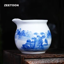 Бутик Цзиндэчжэнь синий и белый фарфор расписанный вручную пейзаж ярмарка чашки Cha hai китайские чайный набор кунг-фу Чай море чашка 200 мл
