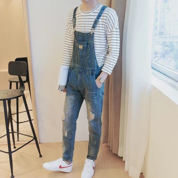 

Young Loose Sling Ripped Jeans Mens Slim Fit Jeans Feminino Denim Overalls Mens Jeans Brand Clothing Cargo Pants Men Jeans Hole