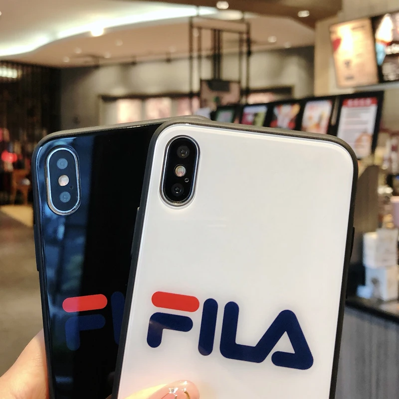 GYKZ Luxury Italy Sports Brand Glossy Phone Case For iPhone 7 X XS MAX XR 6 6s 8 Plus HD Glass Hard Fashion Trend Fundas Cover
