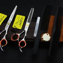 341# Парикмахерские ножницы 5,5 дюйма 4 шт костюм бренд Джейсон Высший сорт JP 440C парикмахерские ножницы для резки Thinning ножницы для волос