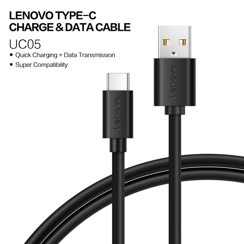 Lenovo 5 шт./лот 1 м Тип usb C 2A USB быстрой зарядки данных кабеля Зарядное устройство