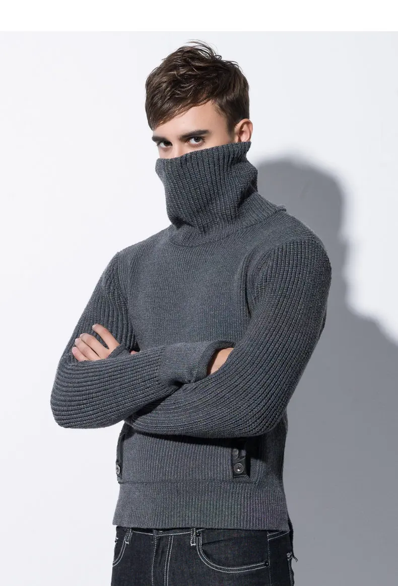 Для мужчин пуловер Свитеры для женщин теплый толстый вязаный свитер Для мужчин осень-зима Мужской Пуловер Джемпер брендовая одежда черный