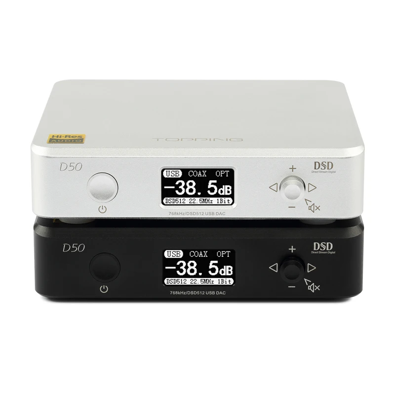 

New TOPPING D50 ES9038Q2M *2 32Bit/768Khz DSD512 MINI HIFI AUDIO Decoding USB DAC XMOS XU208 3xOPA1612 USB/OPT/COAX Input