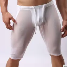 Черные и белые одноцветные дышащие сетчатые мужские повседневные шорты до колен, колготки для бодибилдинга, сетчатые шорты, сексуальные прозрачные шорты
