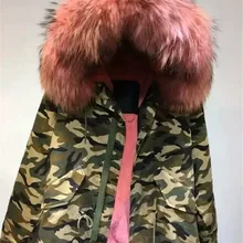 Армия mr Mrs Меховые Пальто Камуфляж Военная пальто с мехом красный арбуз из искусственного меха внутри на куртка-парка