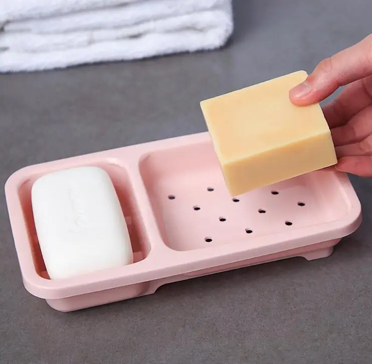 

3 Colors Bathroom Soap Box Soap Dish Holder Storage Basket Bathroom Accessories