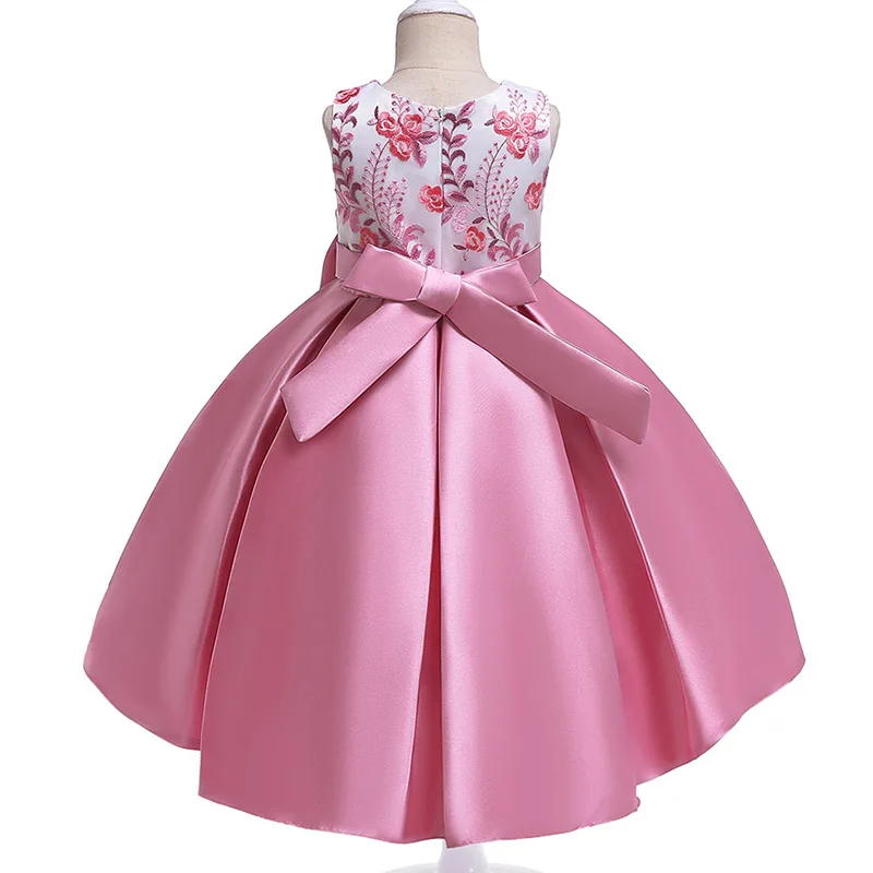 Платья с цветочным узором для девочек, платья для первого причастия для девочек, детская одежда с вышитым бантом, Детский пушистый костюм