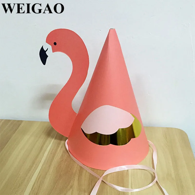WEIGAO 5Pcs Birthday Party Hat Flamingo Party Hat For Kids Summer Happy