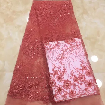 

French Lace Fabric 2018 High Quality Lace Nigerian Lace Fabric With many Beads Embroidery Tulle African Lace Women