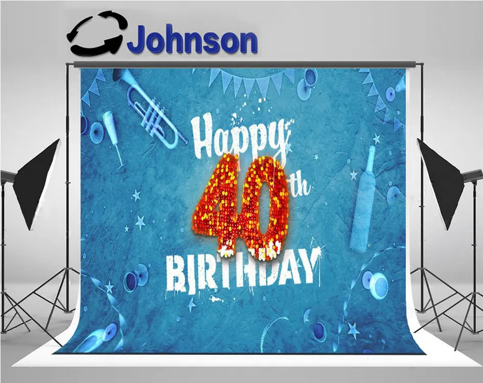 

Happy 40th Birthday Such Wine Bottle Champagne Garland Stars Confetti backdrops Computer print party background