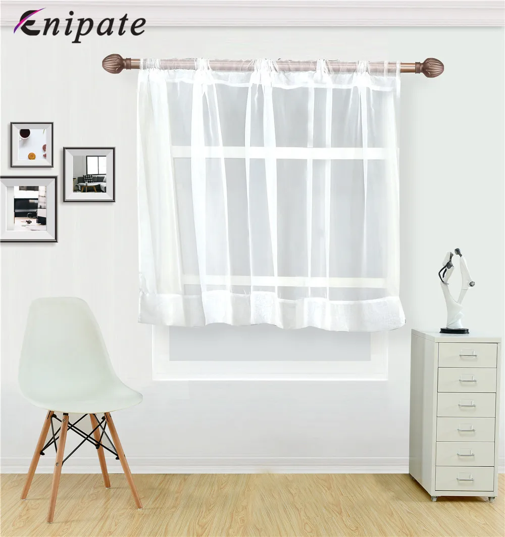 

Enipate Solid White Tulle Room Valance Half Sheer Window Tulle Curtains Modern Short Curtains Yarn Curtain for Bedroom