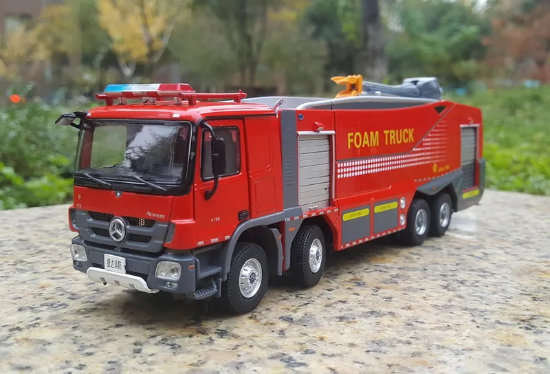 Коллекционная модель из сплава, игрушка в подарок, 1:50 Benz ACTROS Jieda, пенная городская пожарная машина, спасательные машины, литая игрушка, модель украшения