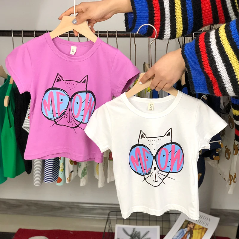 

New Unisex Short Character O-neck Boys Girls Cartoon T-shirts 2019 Summer Kids Clothes Shorts Children Clothing 100% Cotton