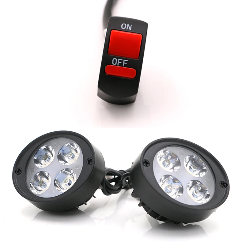 Motorcycle DC 12V Headlight Motorbike LED Headlamp with Light Switch Scooter White Spotlights Motor Headlights Moto Front Lamp |