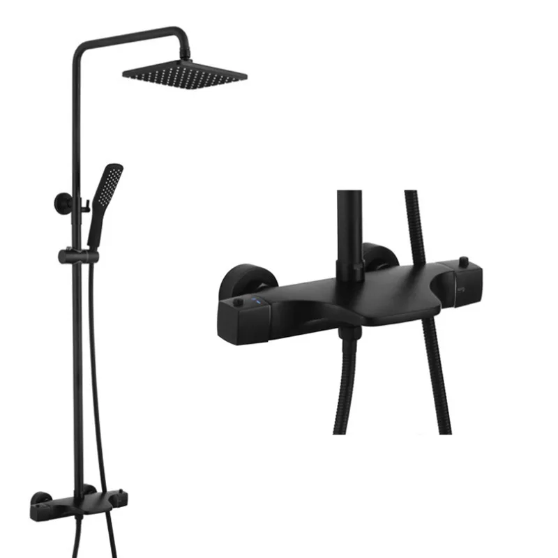 Preise Konstante Temperatur schwarz dusche set schwarz regen badewanne dusche wasserhahn heißen und kalten thermostat schwarz bad dusche MJ989