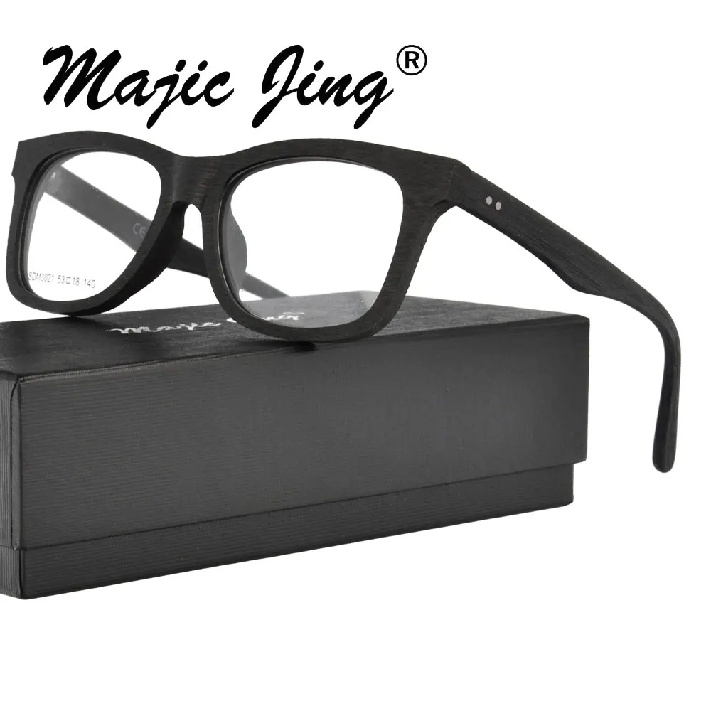 

Magic Jing imitate stylish WOOD LIKE square acetate myopia eyewear eyeglasses prescription spectacles for men SDM3021