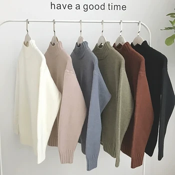 

Streetwear Men Pullovers Sweater Wool Oversize Couple Christmas Sweater Men High Neck Jumper Jersey Hombre Invierno Clothes My1