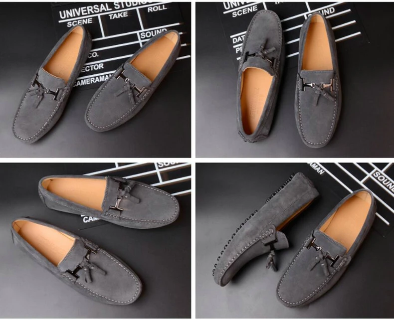 Mens Casual Shoe Loafers Genuine Leather Shoes Men Big Size 46 Driving Boat Shoe Slip-on Men Loafers Suede Shoes Dress 2019 New (17)