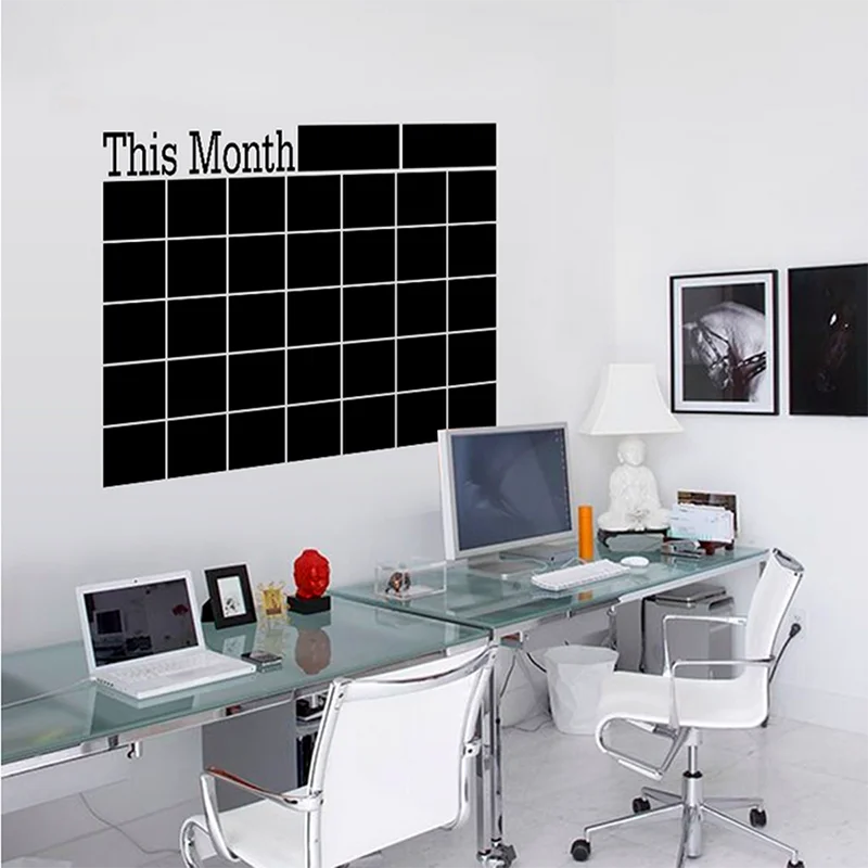 DIY58x43cm Monthly chalkboard wall sticker,Blackboard Removable Vinyl Wall Sticker Chalkboard Calendar Decal Planner Mural