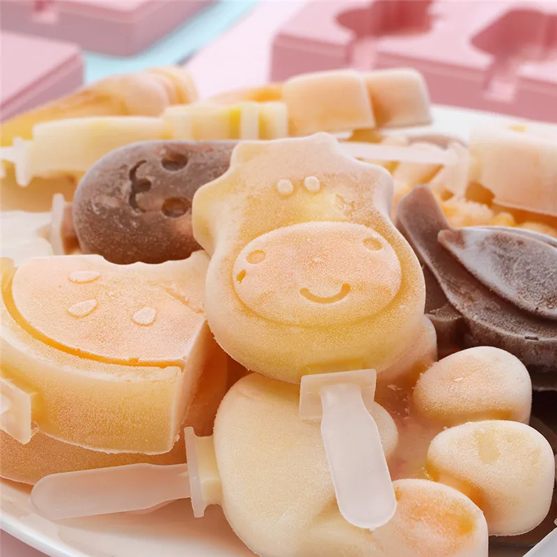Covered Cartoon 3 Piece Ice Cream Ice Cube Mold Kitchen 2 Colors Multi-type Silicone Homemade Manual Diy Ice Cream Mold Home