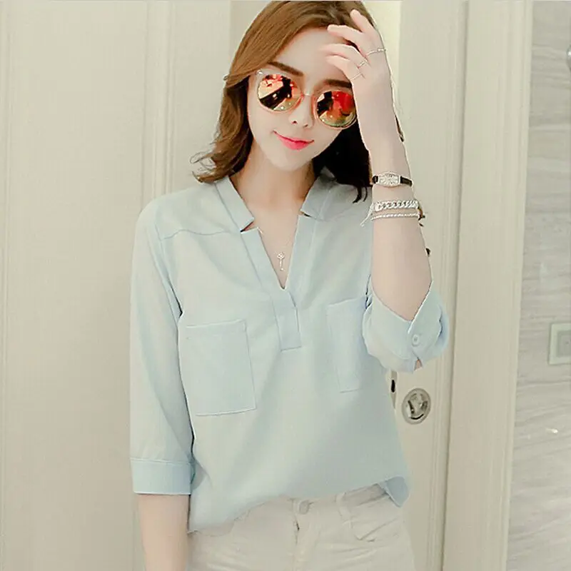 

Fashion 2019 OL blouses women tops long sleeve print chiffon women blouse shirt feminine blouses women shirts blusas