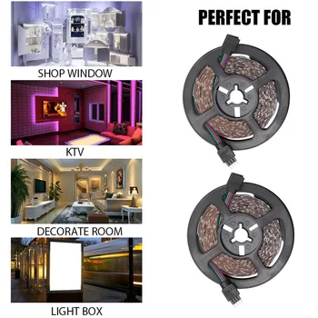 

2 Pcs 5m RGB 600 LED Stripes Lights IR Remote Controlled Light for Home Decoration ALI88
