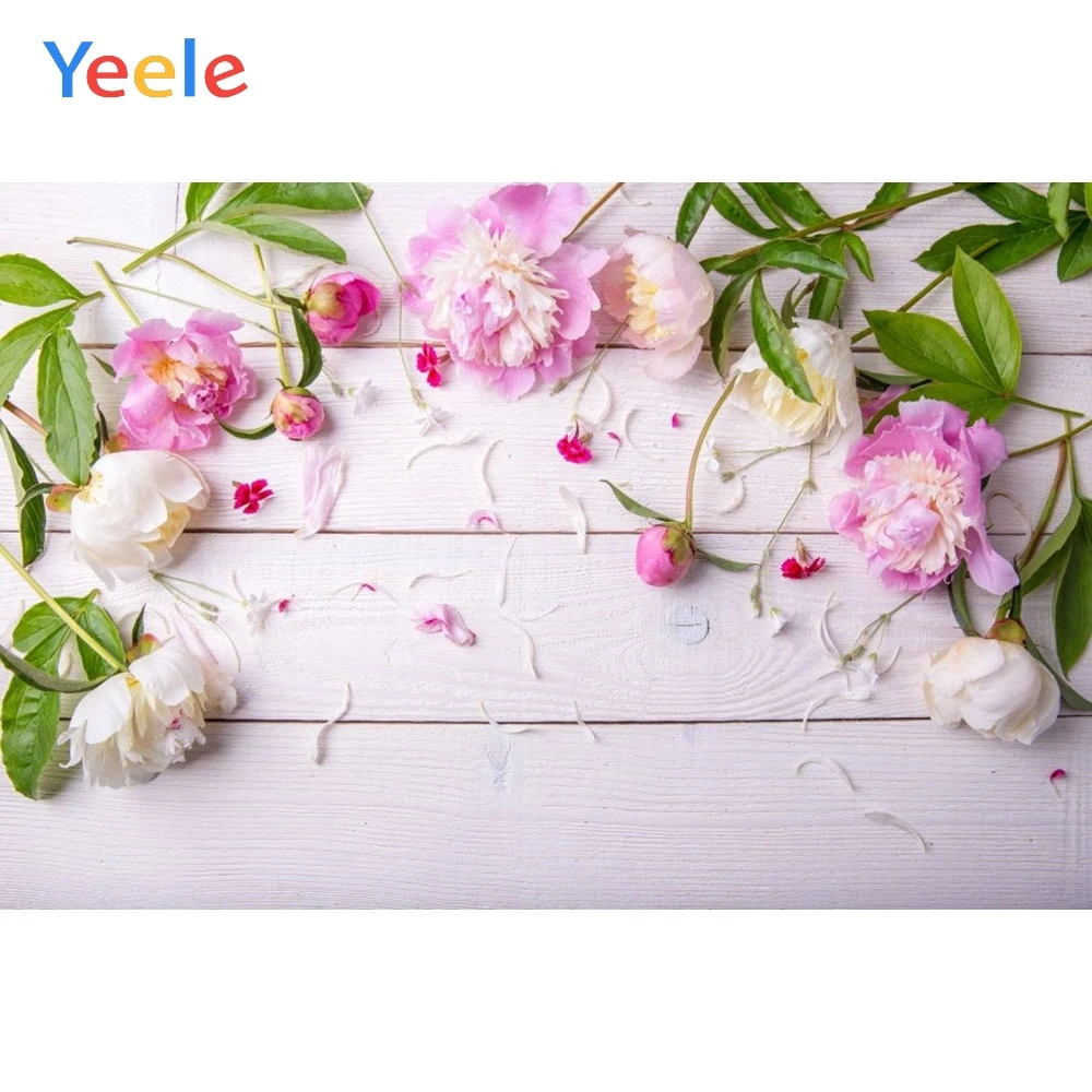 

Yeele Vinyl Flowers Wood Board Children Birthday Party Photography Backdrop Wedding Photographic Background For Photo Studio