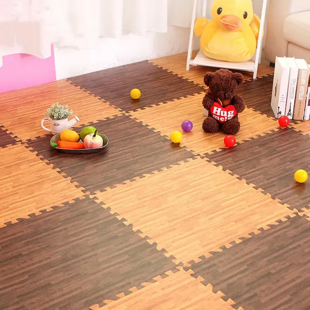Actionclub Wood Grain Eva Foam Puzzle Crawling Mat Floor Soft Tiles Actionclub Wood Grain Eva Foam Puzzle Crawling Mat Floor Soft Tiles Waterproof Rug Kids Living Room 60x60x1cm Mats