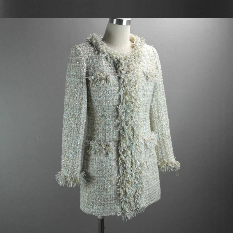 

Tweed jacket coat and long sections autumn / winter new women's coat small fragrant wind Slim thin coat jacket ladies coat