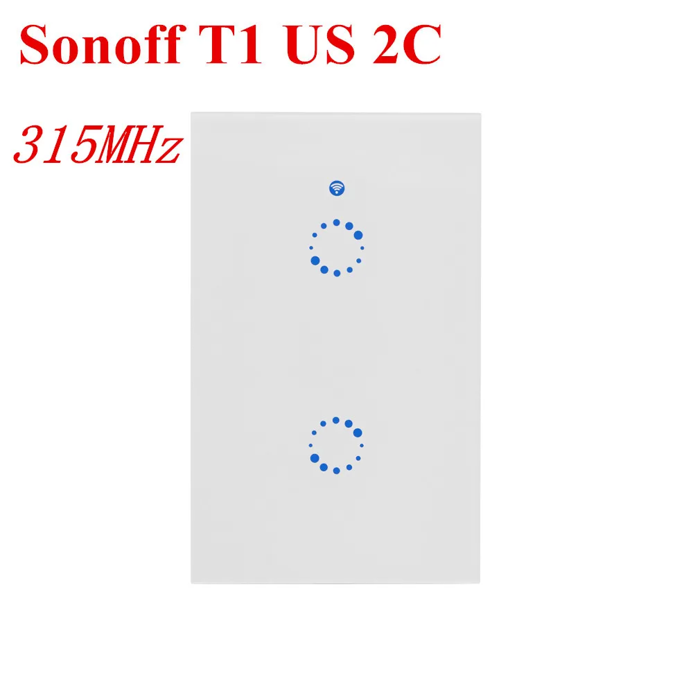 Sonoff T1 EU US UK Smart Wifi Wall Light Switch 1 2 3 Gang Touch/WiFi/RF/APP Remote Smart Home Wall Touch Switch Work with Alexa - Комплект: Sonoff T1 US 2C