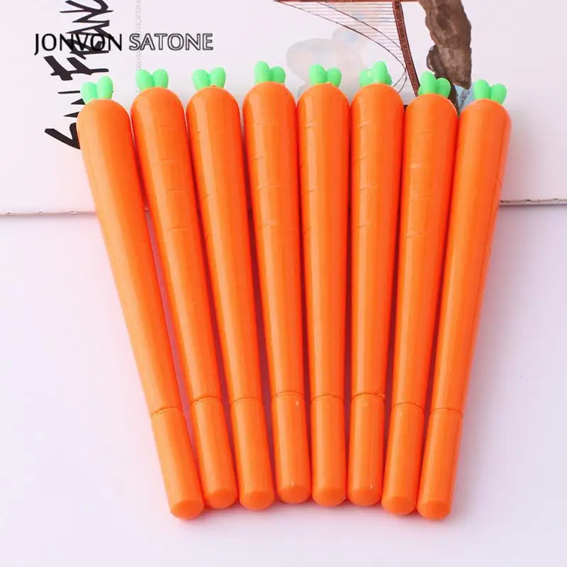 Jonvon Satone 2ps New Carrot Pen Student Neutral Pen Cartoon Vegetable for Gift Creative Stationery Kids School Supplies Writing