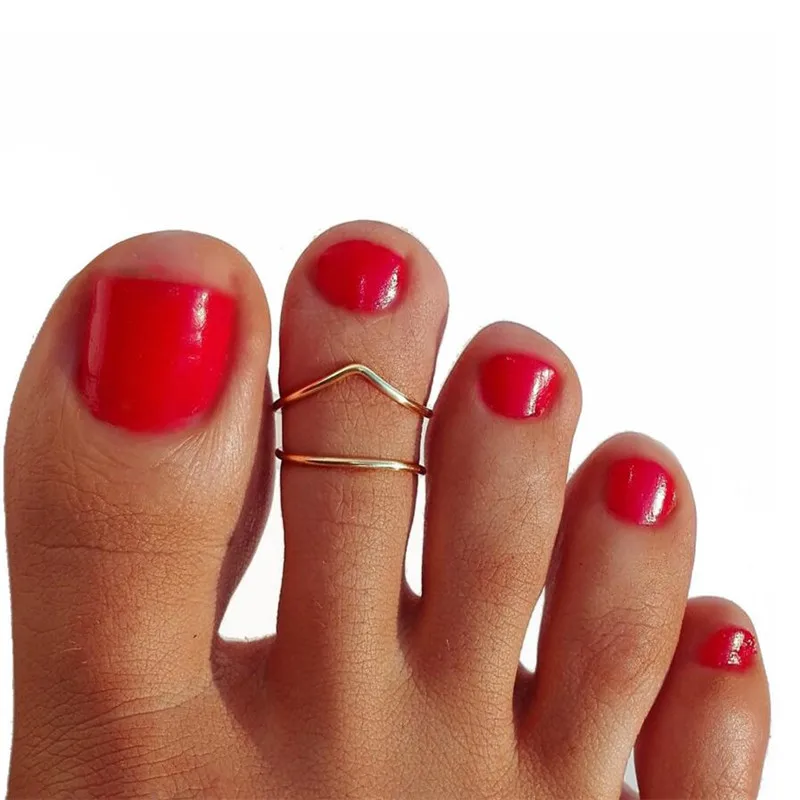 fashion Boho simple Toe Rings For Women Retro Antique Silver Color Rings Femme Girls Summer Beach Barefoot Foot Ring
