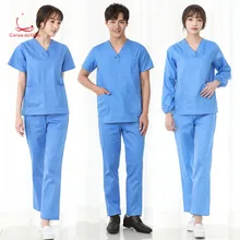 Чистый хлопок ручная стирка длина короткий рукав для мужчин и женщин кисть для рук Одежда для больниц рабочая одежда Операционная