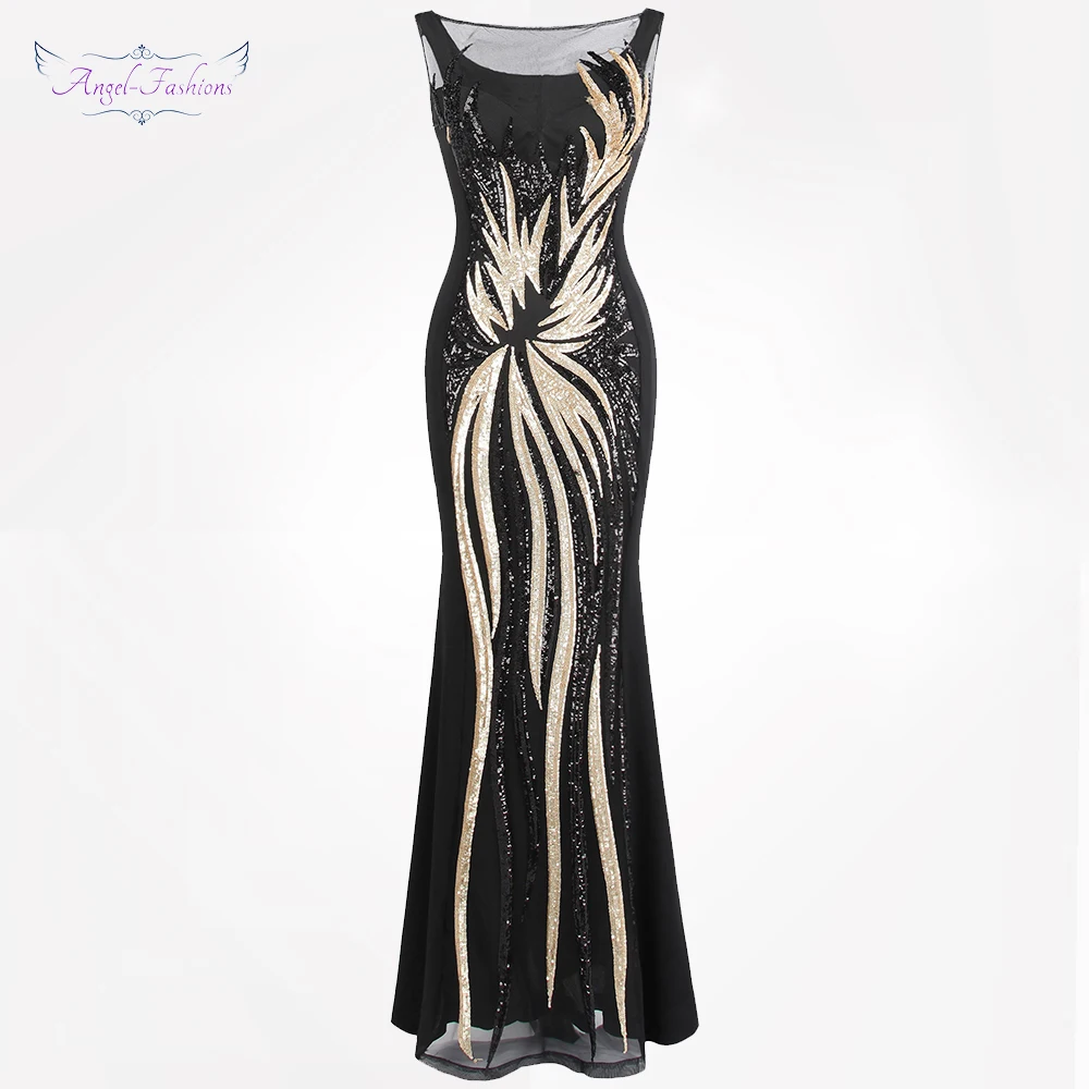 Женское винтажное платье с блестками Angel fashions золотистое облегающее круглым