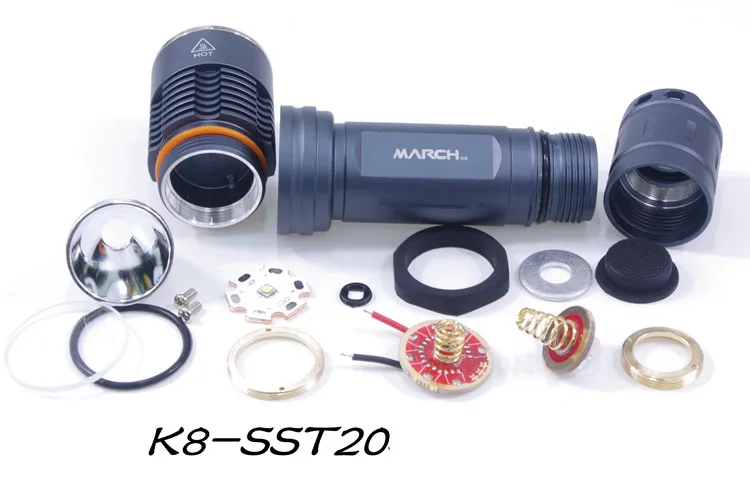 March K8 Cree XML XPL Luminus SST20 SST40 18650 мощный светодиодный фонарь с контролем температуры оборудование для походов ночное освещение