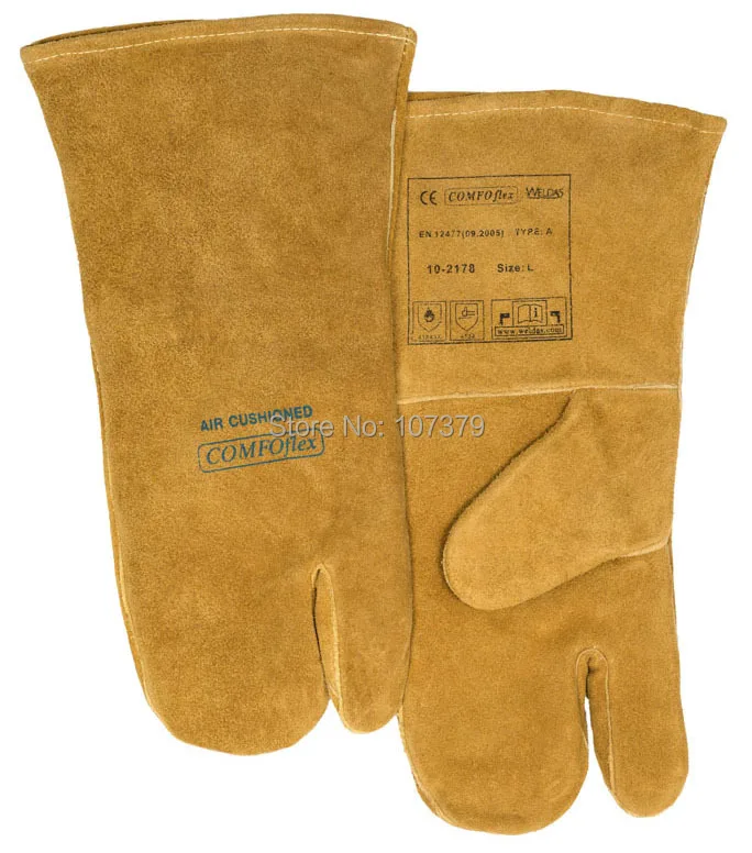 Leather Work Glove Welding Gloves 3 Three Finger Split Cow Leather