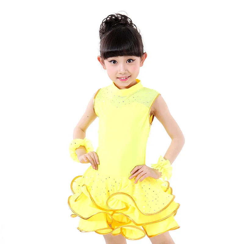 

Girls Sleeveless Sequined Latin Competition Dress Children Kids Modern Dance Ballroom Salsa Rumba Tango Samba Cha Cha Costumes