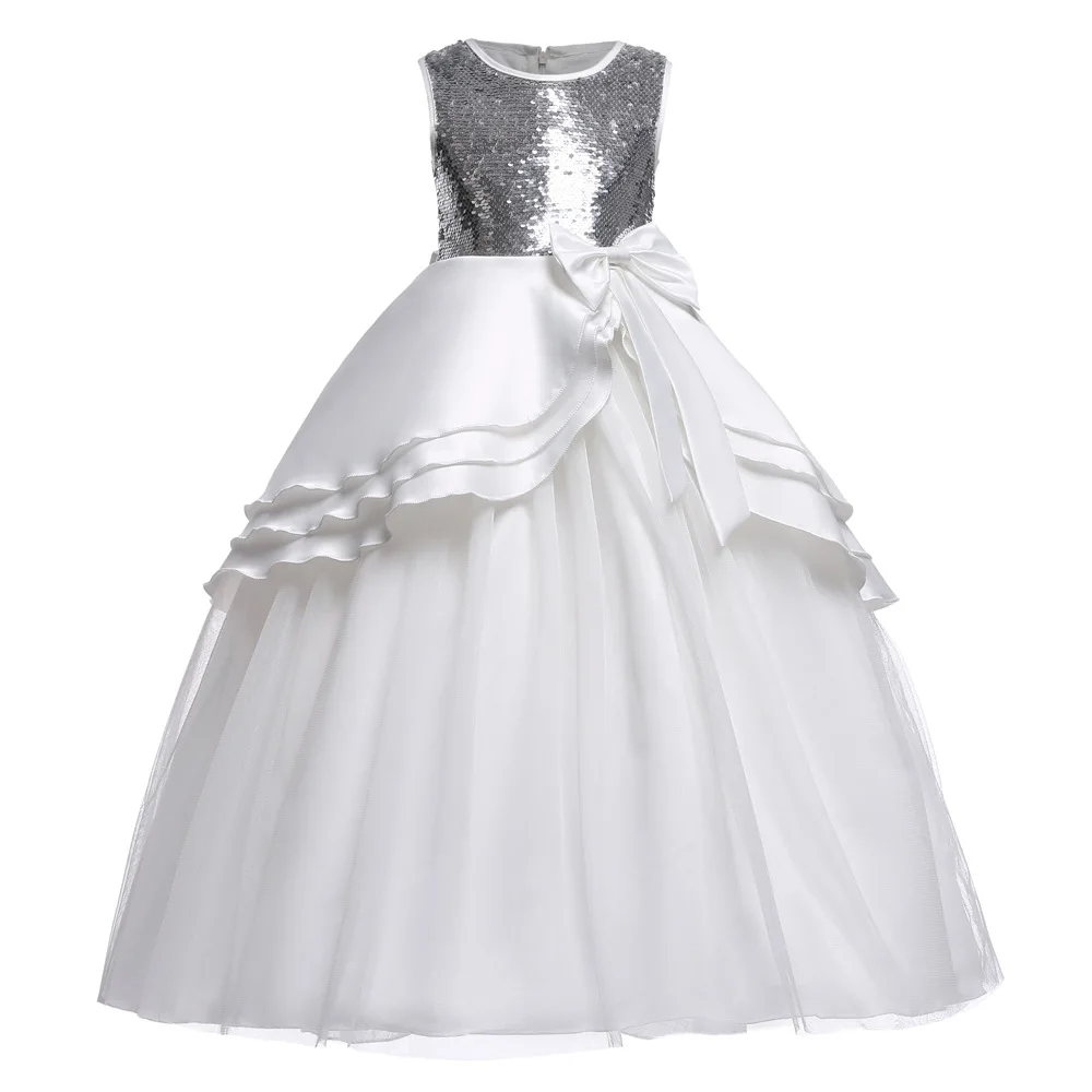 Fashion Kids Girls Clothes Long Sequin Flower Girl Dress Mesh Ball Gown Summer 2018 Princess Wedding Evening Dress Elegant Tutu Fashion Kids Girls Clothes Long Sequin Flower Girl Dress Mesh Ball Gown Summer 2018 Princess Wedding Evening Dress Elegant Tutu
