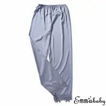 Для женщин леди шелковые пижамы пижамная штаны для сна Домашняя одежда для сна