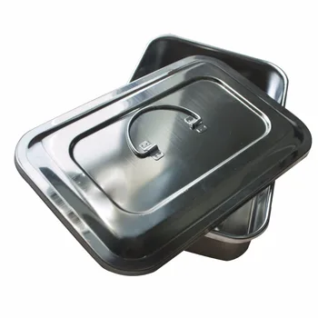 

4 x Stainless Steel Dental Trays Instruments Doctor Sterilize Box w/ Valves 9''